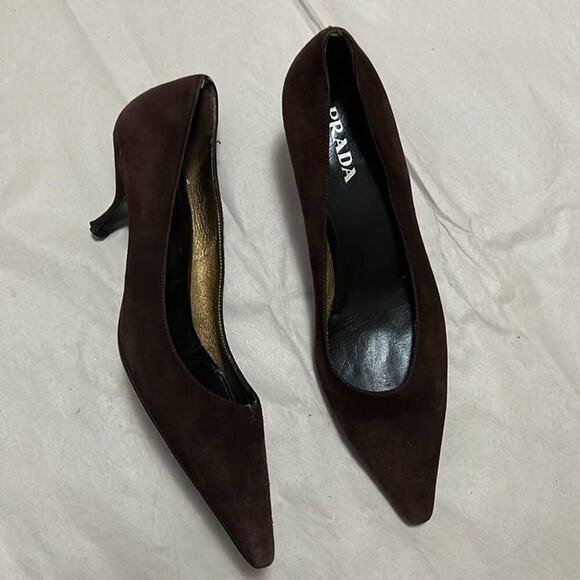 PRADA SUEDE CAP TOE POINTED TOE SHOES SIZE 38 - Picture 2 of 6